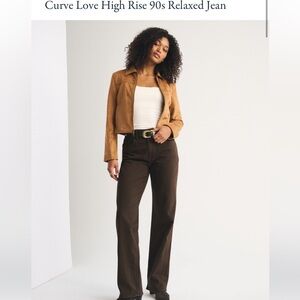 Abercrombie & Fitch Curve Love High Rise 90’s Relaxed Jeans in Brown